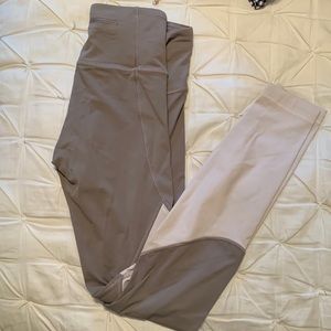 Lululemon grey/mauve and light pink leggings.